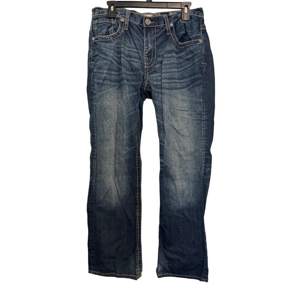 BKE Derek Denim Mens 32R Straight-Leg Jeans Dark Wash 100% Cotton